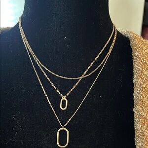 Elegant‎ Gold Layered Necklace with Geometric Pendants